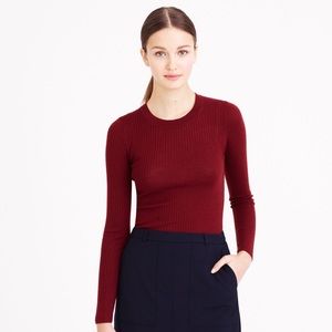 J. Crew Long Merino Wool Ribbed Crewneck Sweater
